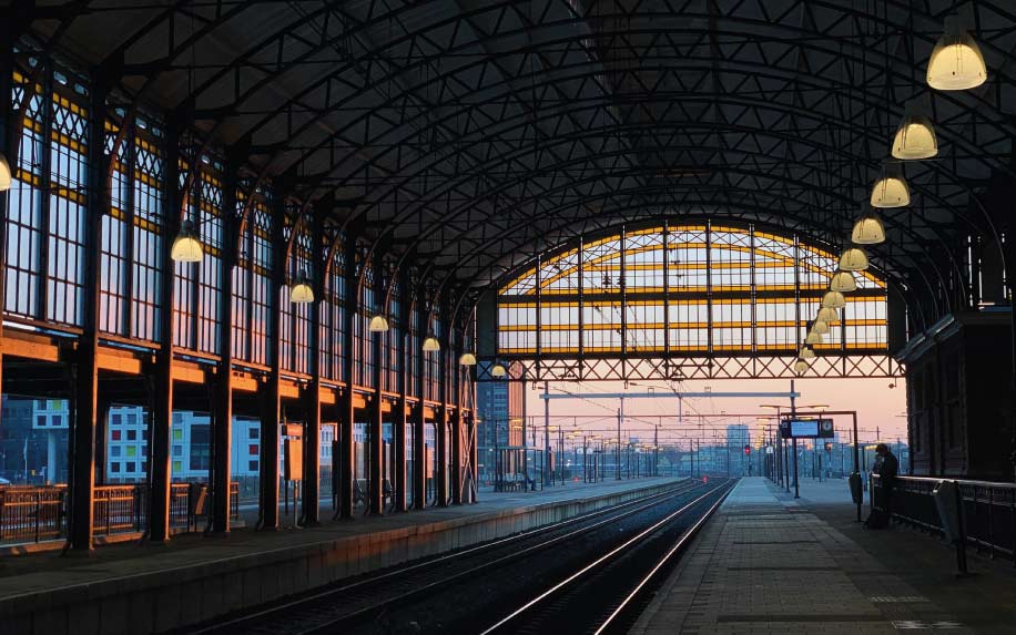 Sustainable business travel railway station photo